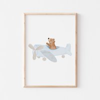 Kinderposter A4 Fliegerbär | Kinderzimmerposter Für Jungs Und Mädchen Deko Babyzimmer Babyposter Geschenk Zur Geburt von HejHanni