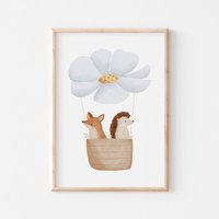Kinderposter A4 Heißluftballon Blaue Blume | Kinderzimmerposter Für Jungs Und Mädchen Deko Babyzimmer Babyposter Geschenk Zur Geburt Kinderposter A4 Heißluftballon Blaue Blume | Kinderzimmerposter Für Jungs Und Mädchen Deko Babyzimmer Babyposter Geschenk Zur Geburt von HejHanni