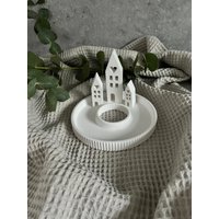 Dekoring | Tablett Kerzenteller| Rund Rillen Glatt 17cm Raysin Mitbringsel Geschenk von HejHerzstueckShop