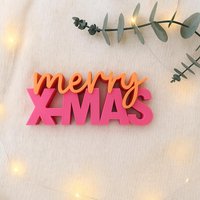Merry Xmas | Neon Schriftzug Weihnachten Deko Pink - Orange Merry Xmas | Neon Schriftzug Weihnachten Deko Pink - Orange von HejHerzstueckShop
