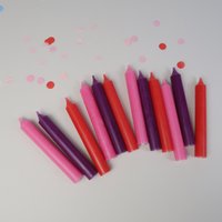 Geburtstagskerzen 6Er | 12Er Set Bunte Mischung in Rot-Pink-Violett Für Geburtstagskranz Schmale Stabkerzen Tischdeko Kindergeburtstag von HejVia