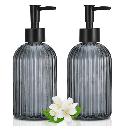 Hejo 2 Stück Seifenspender Glas Schwarz,400ml Soap Dispenser,Wiederverwendbare Spüli Spender,Handseifenspender,Flüssigseifenspender,Pumpspender Glas,Spülmittelspender Set für Bad Küche Countertop Hejo 2 Stück Seifenspender Glas Schwarz,400ml Soap Dispenser,Wiederverwendbare Spüli Spender,Handseifenspender,Flüssigseifenspender,Pumpspender Glas,Spülmittelspender Set für Bad Küche Countertop von Hejo