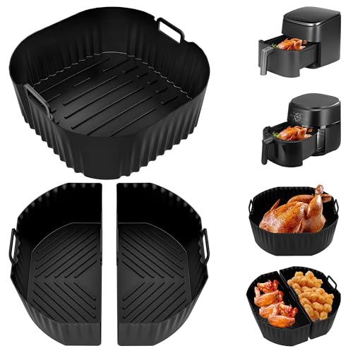 Hejo 3 Stück Silikonform Heißluftfritteuse, Airfryer Zubehör für Philips 2000 Serie 6.2L NA230, für Cosori TurboBlaze 5.5L/6L/6.2L, Wiederverwendbar Air Fryer Silikon Einsatz für Luftfriteuse von Hejo