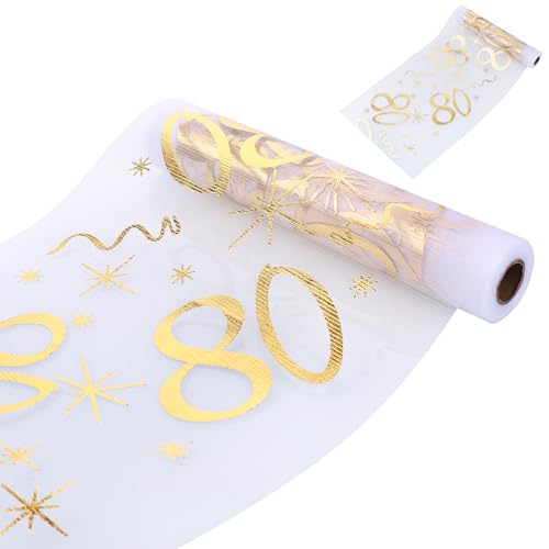 Hejo 80 Geburtstag Tischläufer, 28cmX10m 80 Jahre Geburtstag Deko, Breite Party Tisch Glänzend Gold Deko, 80 Goldfarbe Dekostoff Banner für Mann & Frau Hejo 80 Geburtstag Tischläufer, 28cmX10m 80 Jahre Geburtstag Deko, Breite Party Tisch Glänzend Gold Deko, 80 Goldfarbe Dekostoff Banner für Mann & Frau von Hejo