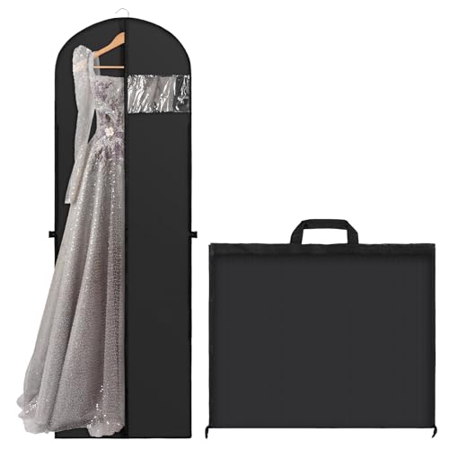 Hejo Kleidersack, 180 × 60 cm Faltbare Kleiderhülle, Lange Atmungsaktive Kleidersäcke mit Griffen, Staubdichte Kleidung Schutztasche, Garment Bag für Brautkleider, Abendkleider, Tanzkostüme (Schwarz) von Hejo