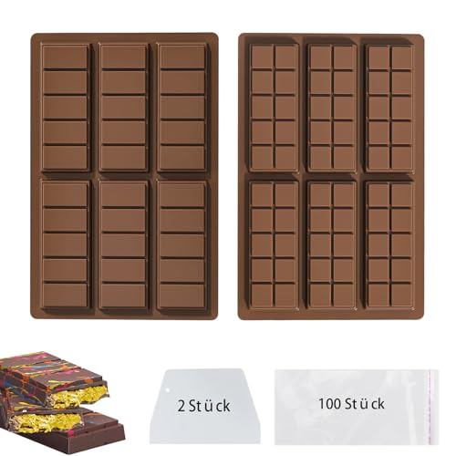 2 Stück Schokoladenform Silikon Groß Schokoladenform Tief SilikonAntihaftbeschichtung Silikonform Schokolade für Dubai Schokolade Praline Süßigkeiten (B+C) von Hekasvm