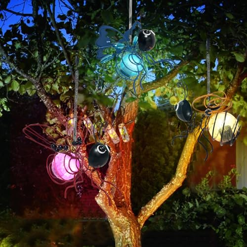 Biene Garten Deko mit Solar Lampen Solar Biene Lichterkette Hängend LED Solarlampen Gartendeko für Draußen Wetterfest Metall Dekoration Gartenfigur für Innen Außen Hof und Balkon Garten (3 Stücke-A) von Hekasvm