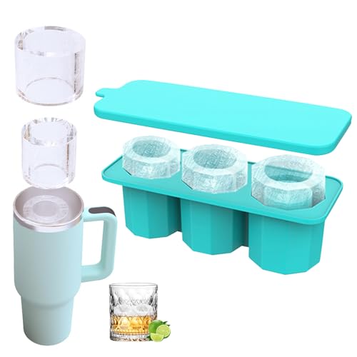 Eiswürfelform Silikon für Stanley Cup, Wiederverwendbare Eiswürfel Form für 30 Oz 40 Oz Becher, Große Eiswürfelformen BPA Frei, Ice Cube Tray mit Deckel für Cocktails Whisky Getränken Kaffee (D,40 Oz) von Hekasvm