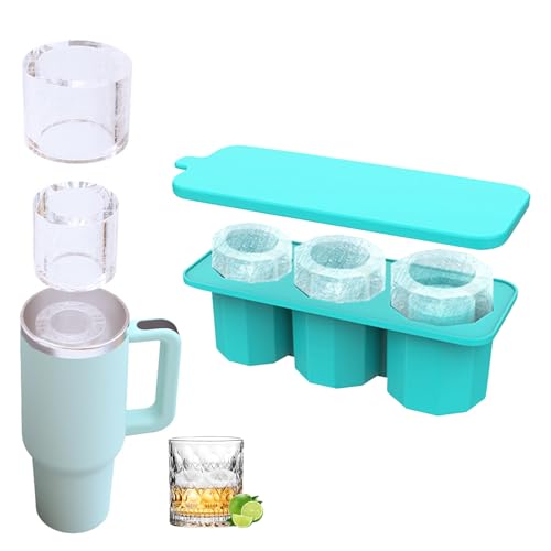 Eiswürfelform Silikon für Stanley Cup, Wiederverwendbare Eiswürfel Form für 30 Oz 40 Oz Becher, Große Eiswürfelformen BPA Frei, Ice Cube Tray mit Deckel für Cocktails Whisky Getränken Kaffee (D,30 Oz) von Hekasvm