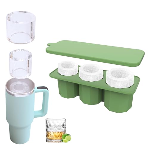 Eiswürfelform Silikon für Stanley Cup, Wiederverwendbare Eiswürfel Form für 30 Oz 40 Oz Becher, Große Eiswürfelformen BPA Frei, Ice Cube Tray mit Deckel für Cocktails Whisky Getränken Kaffee (A,30 Oz) von Hekasvm