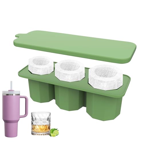 Eiswürfelform Silikon für Stanley Cup, Wiederverwendbare Eiswürfel für Stanley Thermobecher, Große Eiswürfelformen BPA Frei, Ice Cube Tray mit Deckel für Cocktails/Whisky/Getränken/Kaffee (G) von Hekasvm