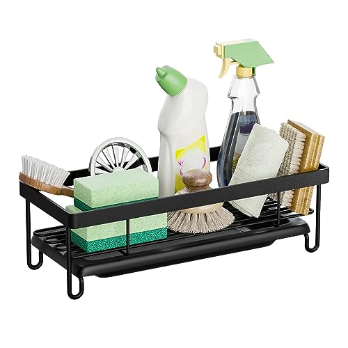 Hekasvm Küchenschwammhalter,2 In 1 Spülbecken Caddy Organizer,Abnehmbare Küchentheke Spüle Organizer,Korb Für Küche & Badezimmer Mit Abflusspfanne,Spüle Hängekorb Küche Schwammhalter (1 Stück) von Hekasvm