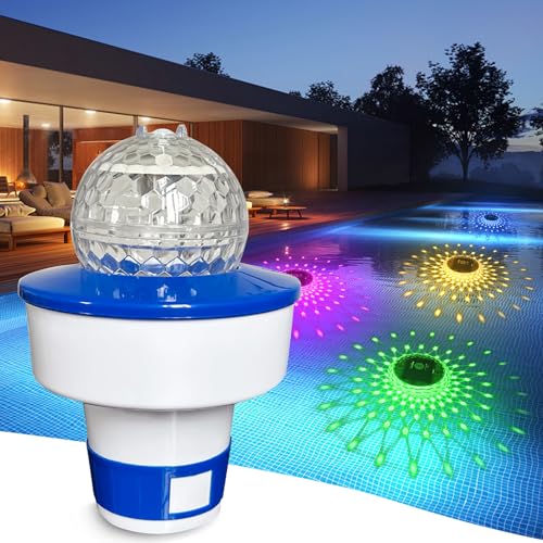 Hekasvm Solar Dosierschwimmer, Chlordosierer für Pool, Chlor Schwimmer für Pool, Einstellbar, Chlor & Brom Tabletten, Pool Zubehör, Garten Deko Solarlampen Außen für Pool (Nicht Einstellbar) von Hekasvm