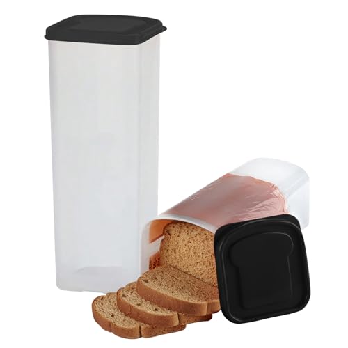 Hekasvm Toastbrot Aufbewahrungsbox, Frischhalte Brotbox Mit Datumsmarkierung, Toastbrot Spender Aus Kunststoff, Luftdichte Brotbox, Sandwich-Brotspender, BPA-frei (Schwarz) von Hekasvm