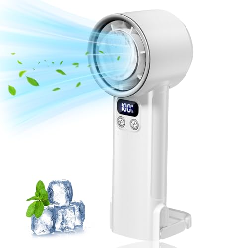 Hekasvm Tragbarer Ventilator mit 2400mAh Akku 5 Geschwindigkeitsstufen USB-Aufladung Digital Display für Büro Reisen Outdoor (A) von Hekasvm