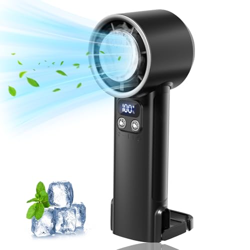 Hekasvm Tragbarer Ventilator mit 2400mAh Akku 5 Geschwindigkeitsstufen USB-Aufladung Digital Display für Büro Reisen Outdoor (B) von Hekasvm