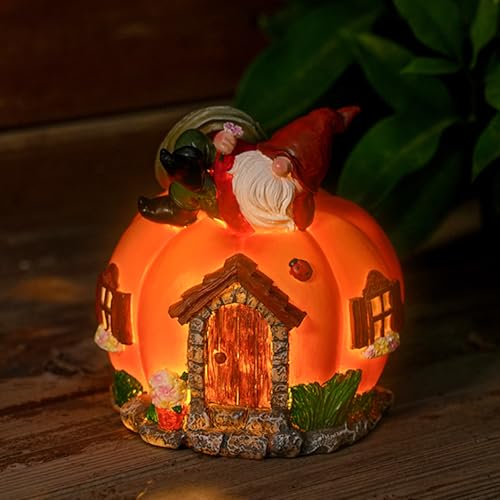 Rabbit Garten Deko Figuren für Außen mit Solar Laterne – Lustig Wasserdicht Solarlampe Figur Gartendeko für Draußen Balkon Terrassen, Ostern Geschenke für Frauen Mutter Oma Mädchen (Kürbis) von Hekasvm