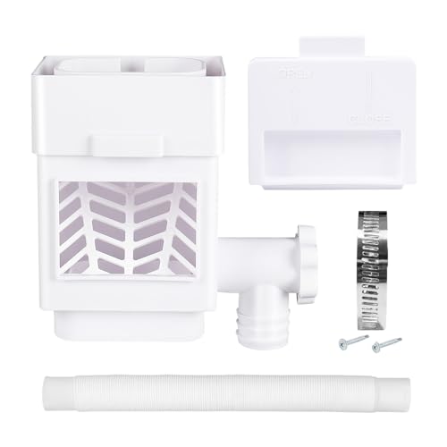 Regenwassersammler, Fallrohr Regensammler, Regentonnen Umlenk Set Passend für 2x3 oder 3x4 Zoll Fallrohre, Fallrohrumlenker mit Einstellbarem Ventil und Filter, 5-Fuß-Schlauch (Weiß) von Hekasvm