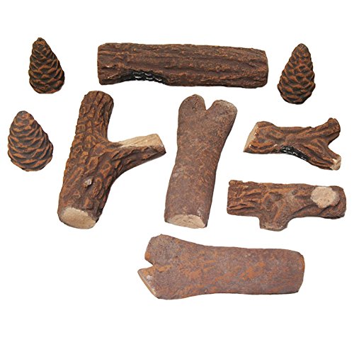 Deko Keramik-Holz-Set Holzimitat für Gelkamine Feuerstellen Bioethanol-Kamin Gel-Kamin von Hekers