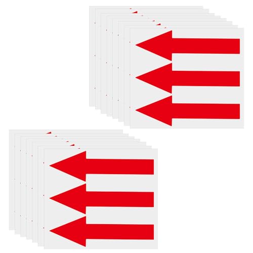 45 Stück Pfeil Aufkleber Roter Pfeilaufkleber für Schilder 20x6 cm Groß PVC Pfeil Sticker Selbstklebend Pfeilaufkleber Richtungsschilder Wasserdicht Anleitung für Wand Boden Straße (Rot) von HekouJiub