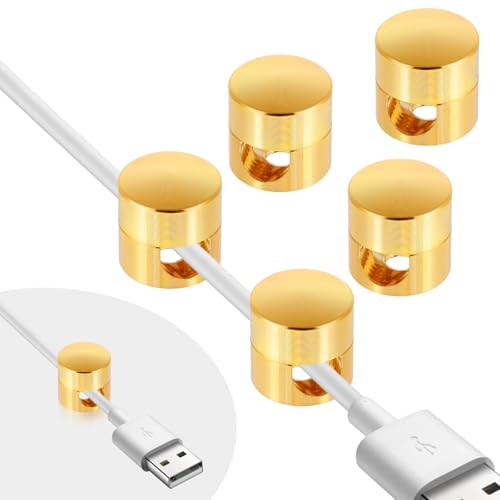 5 Stück Gold Kabelhalter Wand Kabel Wandbefestigung Auto Kabelclips Kabelbefestigung Nachttisch Kabelführung Verstellbarer 2-in-1 Cable Holder Organizer für Büro Zuhause Schreibtisch Cable Clips von HekouJiub
