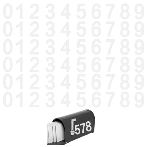 80 Stück Zahlen Briefkasten Aufkleber Selbstklebende Wasserdicht Hausnummer Aufkleber 5 cm 0–9 Reflektierende Briefkasten Nummer Stickers Klebezahlen für Haus Tür Adressnummer (Weiß) von HekouJiub