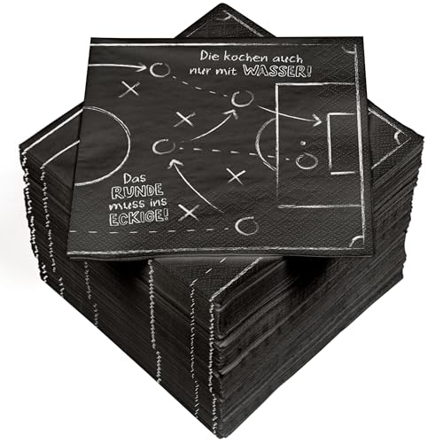 HEKU 100 Servietten, 3-lagig, 33x33cm I Saugstark und praktisch verpackt I Ideal für Hochzeiten, Jubiläen und besondere Anlässe, Fußball Party von Heku