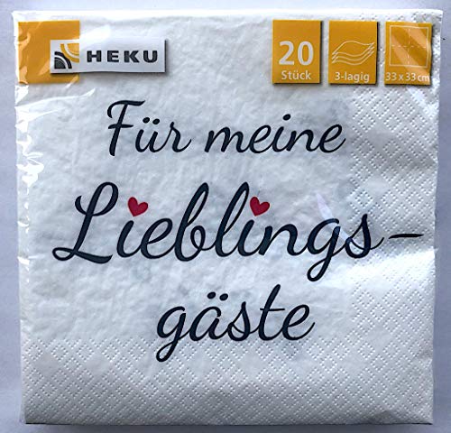 HEKU® 243-142 Servietten 20 Stück 33x33cm Tissue Design: Für meine Lieblingsgäste von Heku
