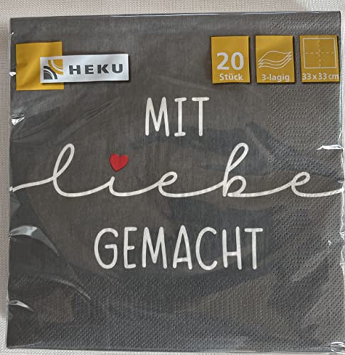 HEKU® 243-330 Servietten 20 Stück 33x33cm Tissue Design: Mit Liebe gemacht von Heku