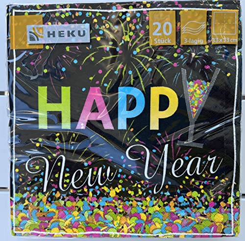 HEKU® 243-64 Servietten 20 Stück 33x33cm Tissue Design: Happy Happy New Year von Heku