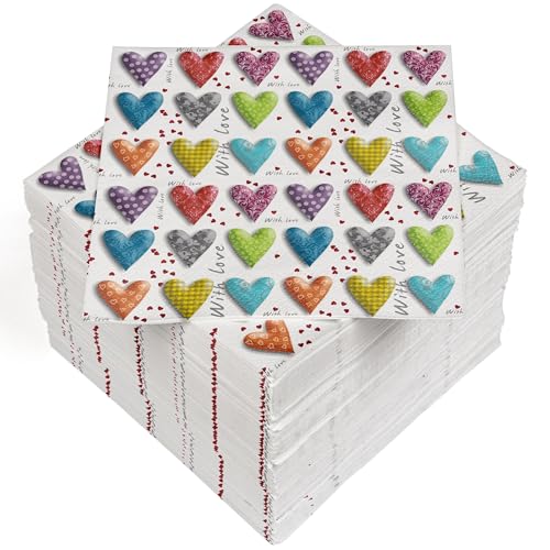 HEKU 100 Servietten, 3-lagig, 33x33cm, Herzen I Saugstark und praktisch verpackt I Ideal für besondere Anlässe HEKU 100 Servietten, 3-lagig, 33x33cm, Herzen I Saugstark und praktisch verpackt I Ideal für besondere Anlässe von Heku