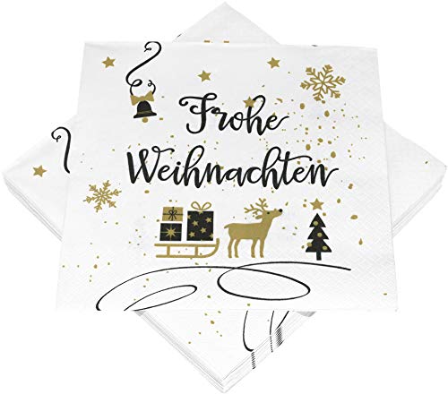 HEKU 100 Servietten, 3-lagig, 33x33cm, Weihnachten I Saugstark und praktisch verpackt I Ideal für besondere Anlässe, Mittel von Heku