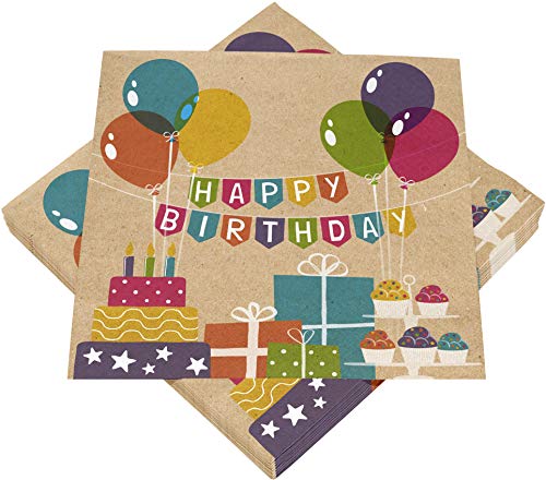 HEKU 30243-56: 100 Servietten, 3-lagig, sonstige, Happy Birthday nature von Heku