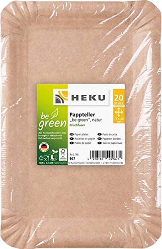 HEKU 30966: Bio-Pappteller 13x20cm be Green, Frischfaser, FSC-Zertifiziert (20 Pappteller) von Heku