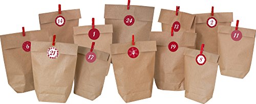HEKU Adventskalender-Set bestehend aus 24 Adventstüten in drei Größen, 24 Zahlenstickern und 24 Deko-Klammern, 4.5 x 34 x 22 cm HEKU Adventskalender-Set bestehend aus 24 Adventstüten in drei Größen, 24 Zahlenstickern und 24 Deko-Klammern, 4.5 x 34 x 22 cm von Heku