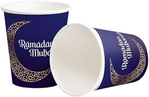 HEKU Ramadan Mubarak Einweg-Pappbecher, 0,25L, 10er-Pack I Umweltfreundlich & Festlich I Für Heiß- und Kaltgetränke I Geeignet fürs Ramadan Fest von Heku