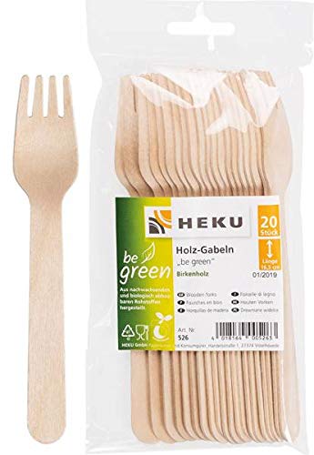 Heku be Green 20 Stück Länge 16,5cm Birkenholz (Holzgabeln, 1 Packung) von Heku