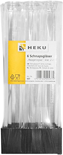 Schnapsgläser Reagenzglas, klar, 2cl, 6 Stk. Kunststoff von Heku