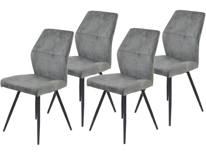 4-Fußstuhl HELA ALLY , schwarz (vintage grau, schwarz, schwarz), B:46cm H:91cm T:60cm, Metall, Polyester, Stoff, Stühle, 4-Fuß, 360 drehbar, gepolstert, Vintage Velvet mit Steppnähten von Hela-Tische