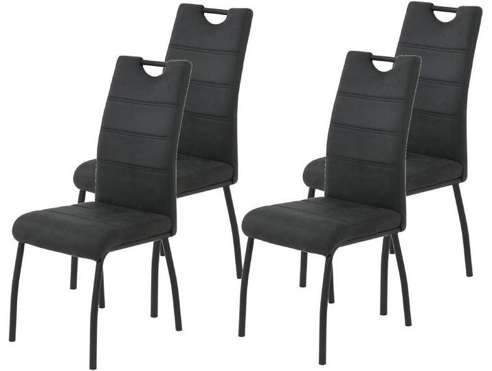 4-Fußstuhl HELA PETRA , schwarz (vintage anthrazit, schwarz, schwarz), B:43cm H:99cm T:61cm, 100% Polyester, Stühle, Vierfußstuhl; Vintage Optik; mit Griff; Rundrohrgestell von Hela-Tische