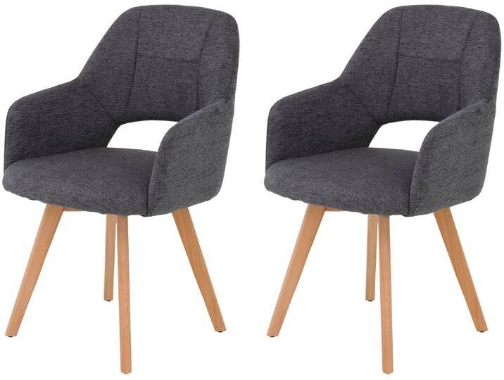 Armlehnstuhl HELA SOFIA Armlehnenstuhl mit Massivholzgestell, Bezug Webstoff , grau (anthrazit, buche), B:57cm H:87cm T:61,5cm, Massivholz, Polyester, Stoff, Stühle, Esszimmerstuhl, Sessel mit Armlehnen, dezenter Rückenausschnitt von Hela-Tische