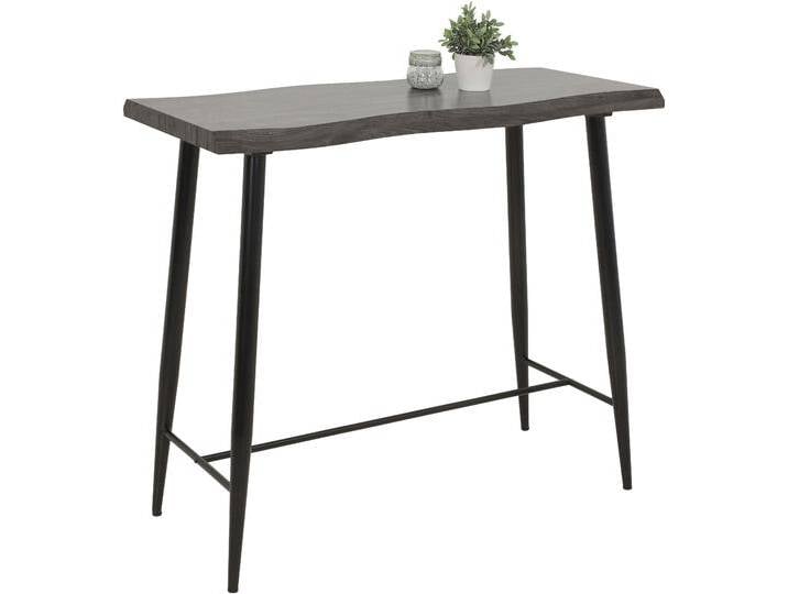 Bartisch HELA GABI , grau (grau, schwarz, schwarz, grau), B:120cm H:108cm T:60cm, Tische, Baumkantentisch, 120 cm Breite, Industrial Design, Wildeiche oder Grau von Hela-Tische