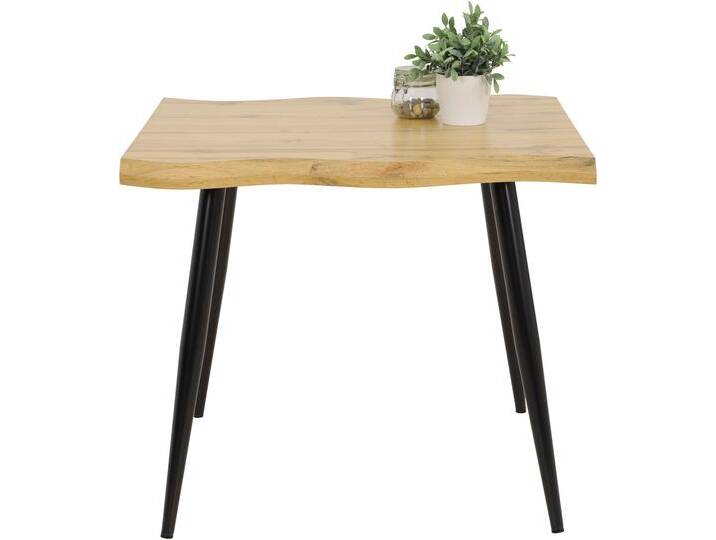 Baumkantentisch HELA GABI IV , braun (wildeiche, schwarz, schwarz, wildeiche), B:90cm H:76cm T:90cm, Tische, Baumkantenoptik (Face Up), 90x90 cm, praktisch für kleine Räume von Hela-Tische