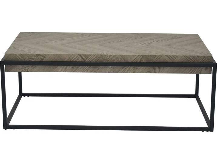 Couchtisch HELA CARLOS , grau (fischgrät, hellgrau, matt schwarz, fischgrät, hellgrau), Tische, Tischplatte 100 mm stark von Hela-Tische