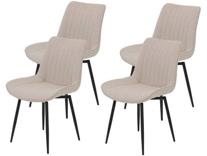 Drehstuhl HELA Vierfußstuhl BERGEN , beige (beige, schwarz), B:54cm H:85cm T:63cm, Metall, Polyester, Stoff, Stühle, Esszimmerstuhl, XL-Sitzbreite, 360 drehbar von Hela-Tische