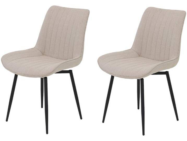 Drehstuhl HELA Vierfußstuhl BERGEN , beige (beige, schwarz), B:54cm H:85cm T:63cm, Metall, Polyester, Stoff, Stühle, Esszimmerstuhl, XL-Sitzbreite, 360 drehbar von Hela-Tische