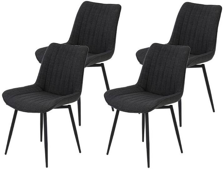 Drehstuhl HELA Vierfußstuhl BERGEN , grau (anthrazit, schwarz), B:54cm H:85cm T:63cm, Metall, Polyester, Stoff, Stühle, Esszimmerstuhl, XL-Sitzbreite, 360 drehbar von Hela-Tische