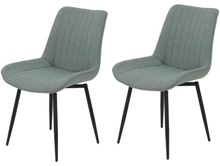 Drehstuhl HELA Vierfußstuhl BERGEN , grün (salbei, schwarz), B:54cm H:85cm T:63cm, Metall, Polyester, Stoff, Stühle, Esszimmerstuhl, XL-Sitzbreite, 360 drehbar von Hela-Tische