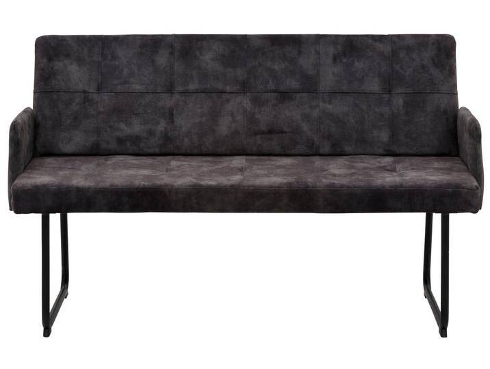 Essbank HELA JANINA , schwarz (vintage anthrazit, schwarz), B:140cm H:89cm T:66cm, 100% Polyester, Sitzbänke, Vintage Optik, Breite 140 cm von Hela-Tische