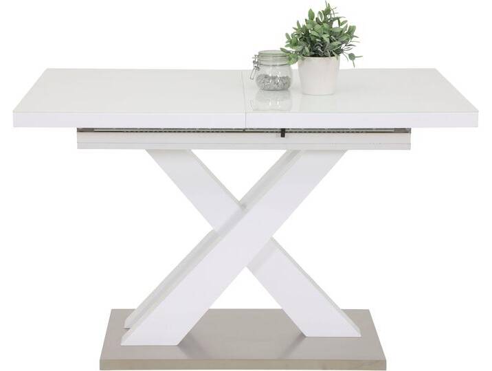 Esstisch HELA ELVIRA , weiß (hochglanz weiß, edelstahlfarbend, hochglanz weiß, hochglanz weiß), H:75cm T:80cm, Tische von Hela-Tische